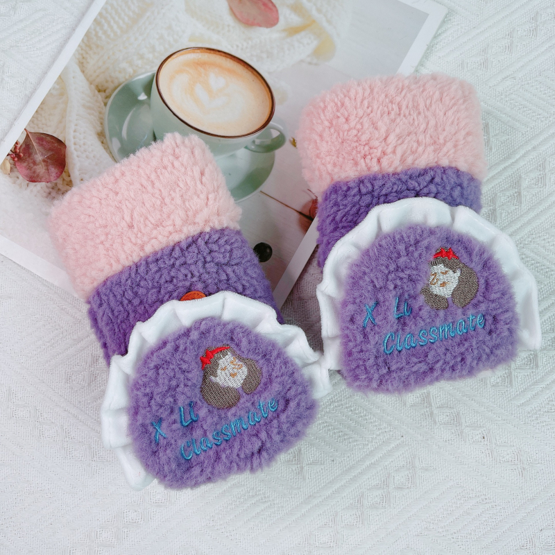 Γυναικείοι γάντες χειμερινών με επένδυση φλίς, σχεδιασμός με καπάκι για δάχτυλα, εξωτερικό βαμβακερό με υφή Ice Silk, Άνοιξη 2023