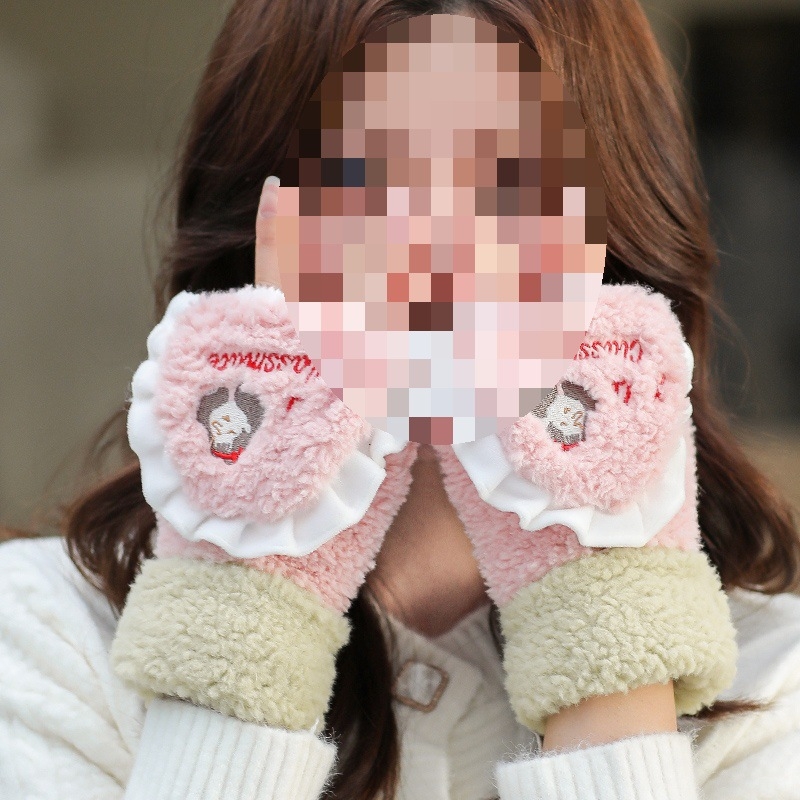 Γυναικείοι γάντες χειμερινών με επένδυση φλίς, σχεδιασμός με καπάκι για δάχτυλα, εξωτερικό βαμβακερό με υφή Ice Silk, Άνοιξη 2023