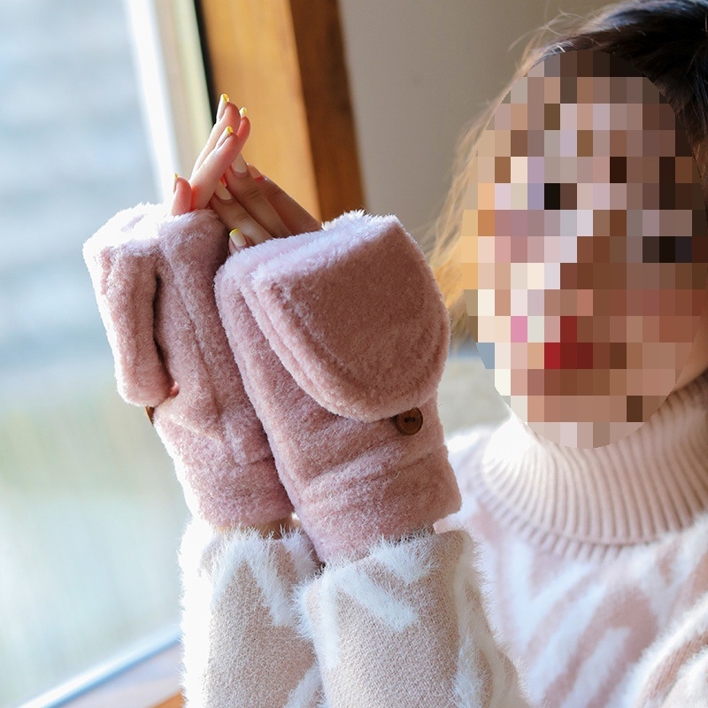 Γυναικείοι γάντες χειμερινών με επένδυση φλίς, σχεδιασμός με καπάκι για δάχτυλα, εξωτερικό βαμβακερό με υφή Ice Silk, Άνοιξη 2023