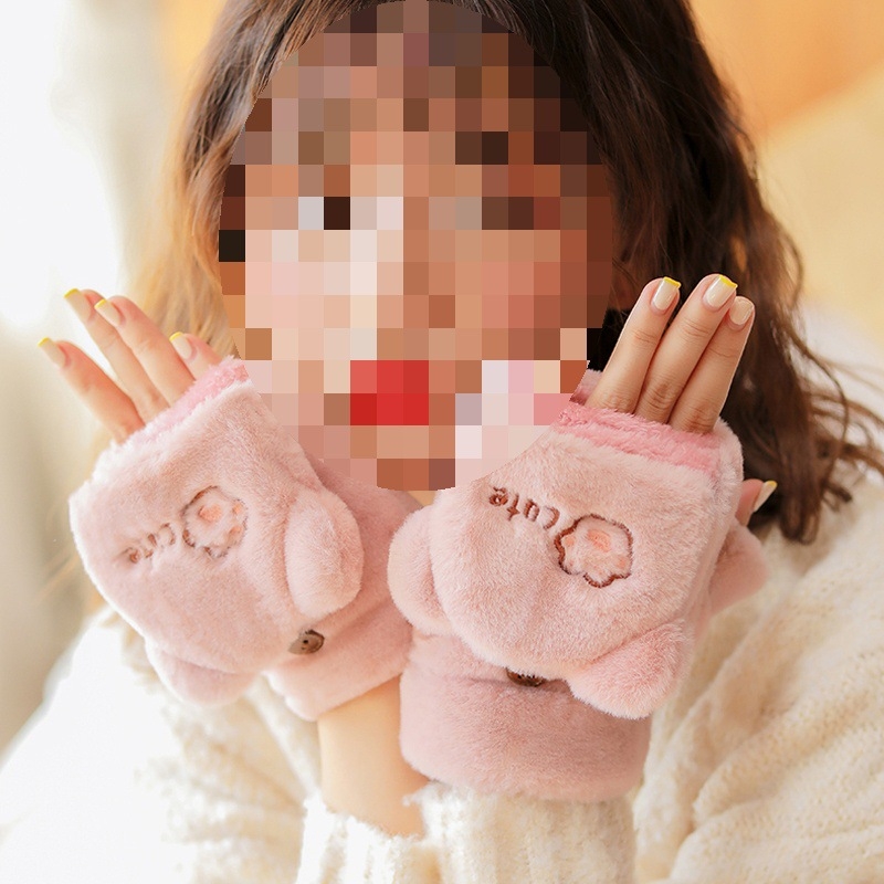 Γυναικείοι γάντες χειμερινών με επένδυση φλίς, σχεδιασμός με καπάκι για δάχτυλα, εξωτερικό βαμβακερό με υφή Ice Silk, Άνοιξη 2023