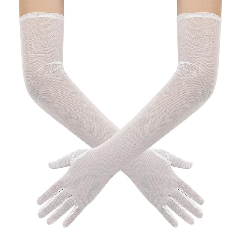 Ελαστικά γάντια από διχτυωτό ύφασμα με προστασία UV — μοντέρνο αξεσουάρ για γυναίκες