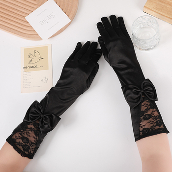 Γάντια - Μακριά δαντελένια σατέν, πέντε δάχτυλα, διακοσμητικά (Μάρκα: Jiangshan Meilai)