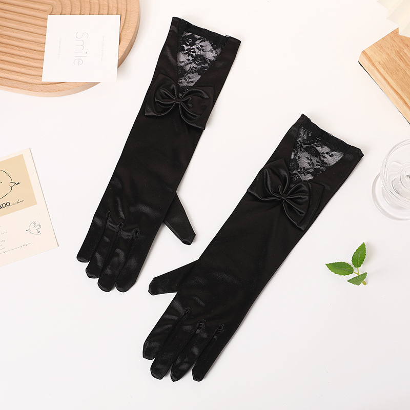 Γάντια - Μακριά δαντελένια σατέν, πέντε δάχτυλα, διακοσμητικά (Μάρκα: Jiangshan Meilai)