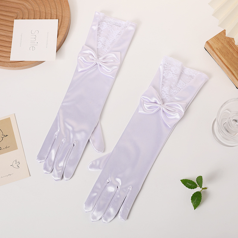 Γάντια - Μακριά δαντελένια σατέν, πέντε δάχτυλα, διακοσμητικά (Μάρκα: Jiangshan Meilai)