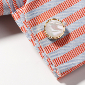 Мъжки копчета за ръкави, медни, кръгли, с инлей от раковина, луксозен стил, персонализация налична