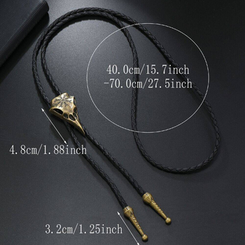 Κολιέ τύπου bolo με δερμάτινο κορδόνι και μενταγιόν από κράμα σε μορφή νεκρού πουλιού, κανονική αλυσίδα, μήκος 51–60 cm, βάρος 19 g