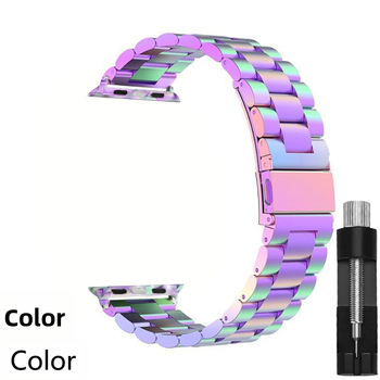 Plieninė laikrodžio juosta su Three-Bead dizainu Apple Watch S10, sulankstomas užsegimas, 20mm/22mm jungtys, svoris 80–90 g