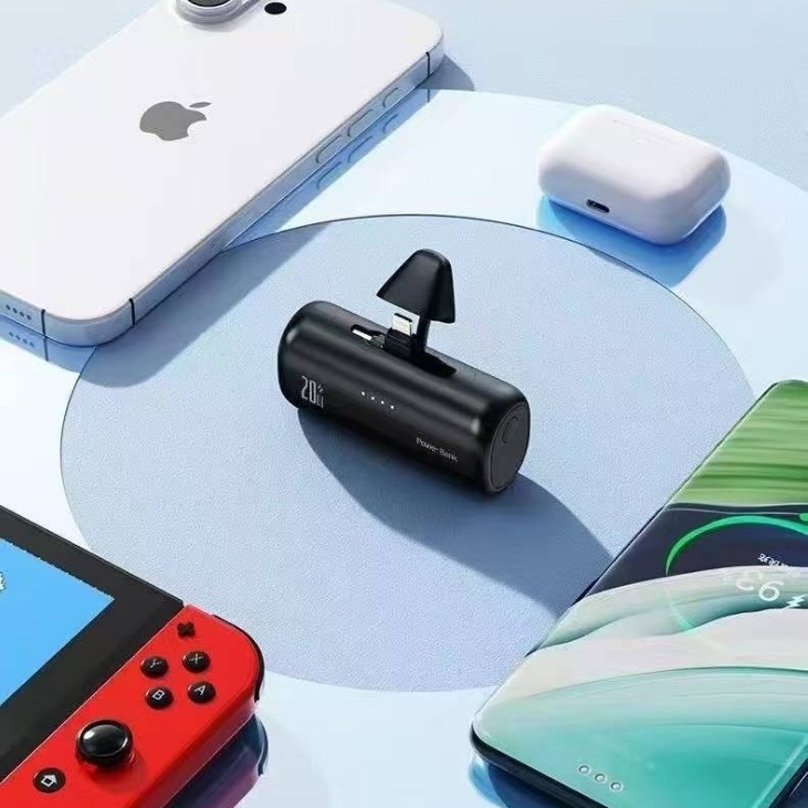 Power Bank τύπου κάψουλας 5000mAh, 21700 Li-ion, φόρτιση 10W, στυλ κάψουλας, περιστρεφόμενος βύσμα