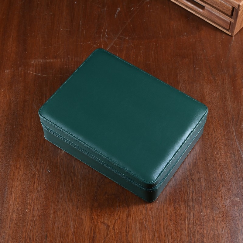 Órák tároló doboz - Tíz rekesz, Mikroszálas bőr, Kemény tok, Egyszerű mintázat