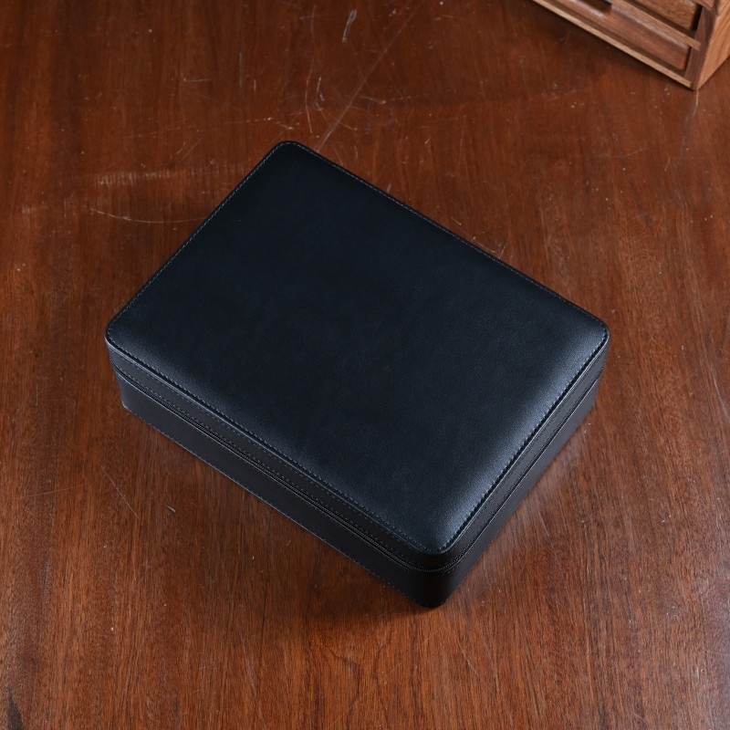 Órák tároló doboz - Tíz rekesz, Mikroszálas bőr, Kemény tok, Egyszerű mintázat