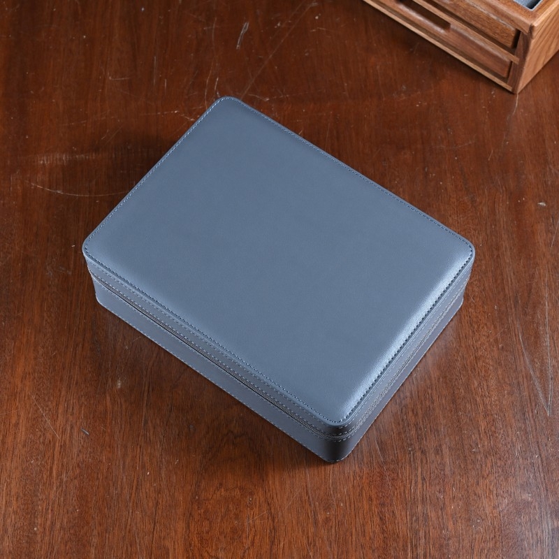 Órák tároló doboz - Tíz rekesz, Mikroszálas bőr, Kemény tok, Egyszerű mintázat