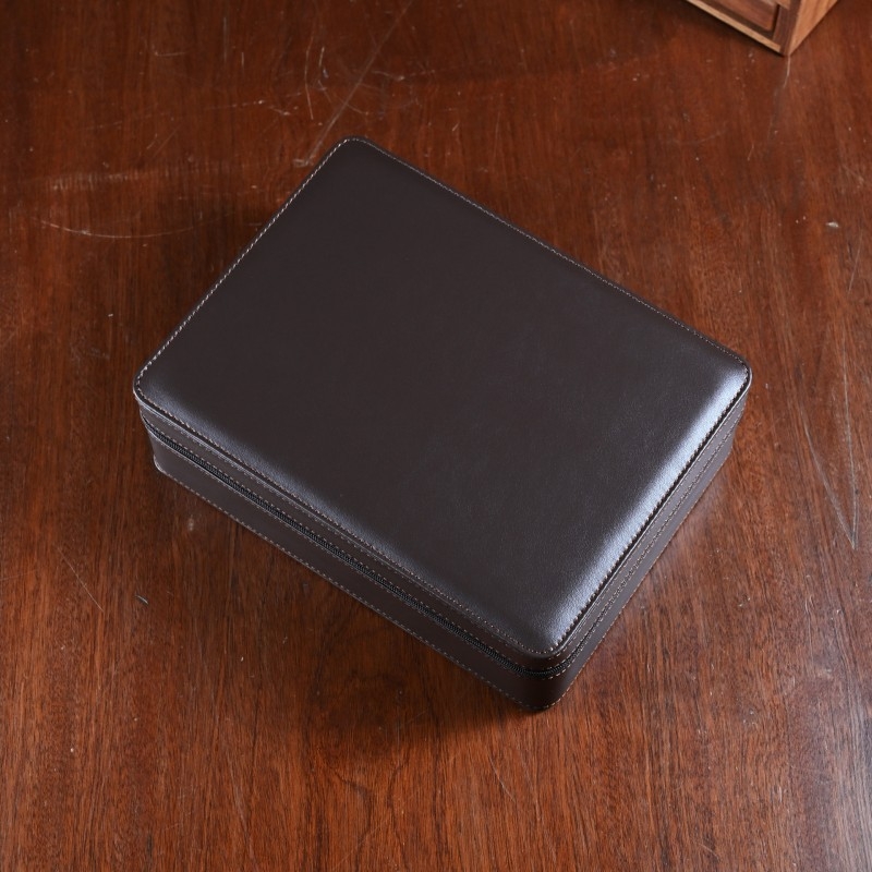 Órák tároló doboz - Tíz rekesz, Mikroszálas bőr, Kemény tok, Egyszerű mintázat