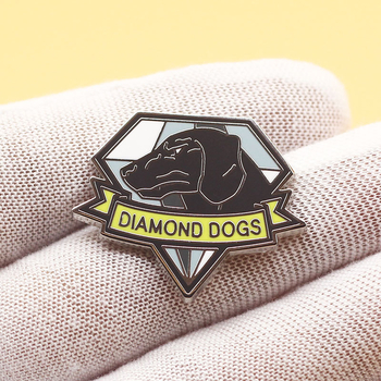 Μπρόζ από κράμα ψευδαργύρου – ζωικό μοτίβο, έμβλημα Diamond Dogs, μνημονικό/διακοσμητικό/δώρο, unisex