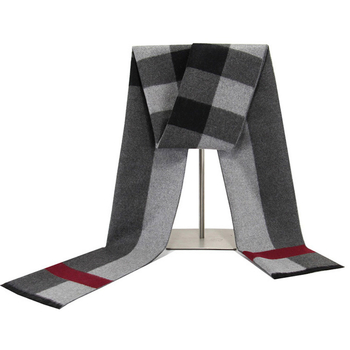 Muški jacquard šal, zima topao i debeo karirani uzorak, brushed tekstura, 180×30 cm, mješavina viskoze i poliestera