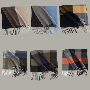 Unisex šal kariranog uzorka, imitacija kašmira, resice, twill tkanina od poliestera