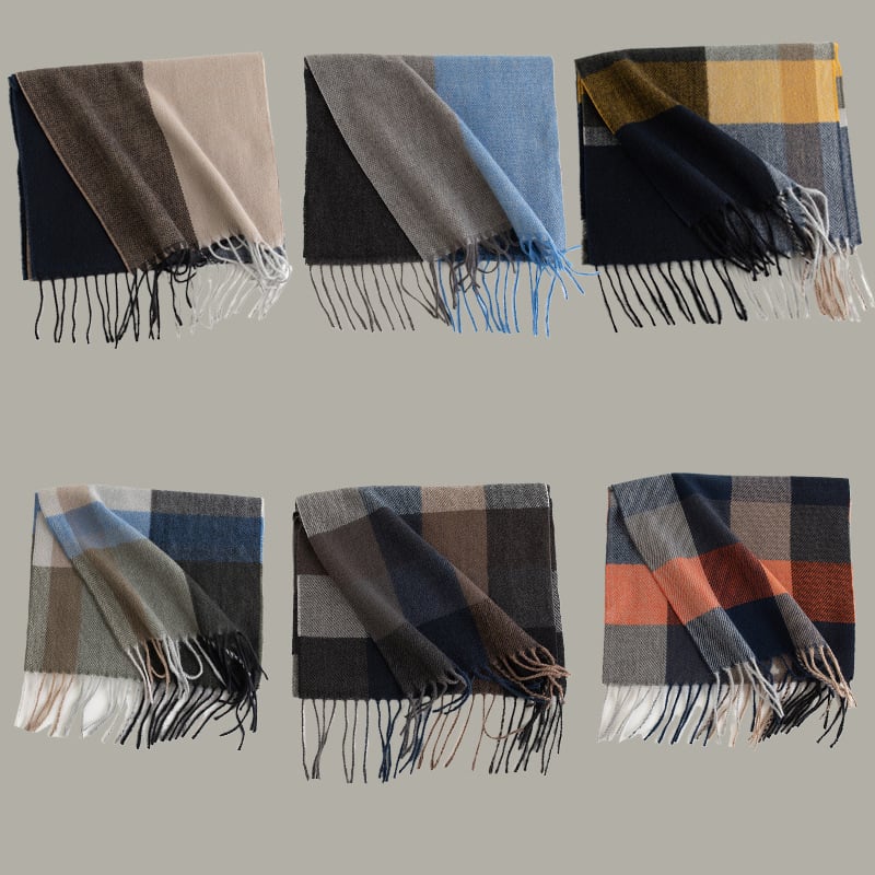 Unisex šal kariranog uzorka, imitacija kašmira, resice, twill tkanina od poliestera