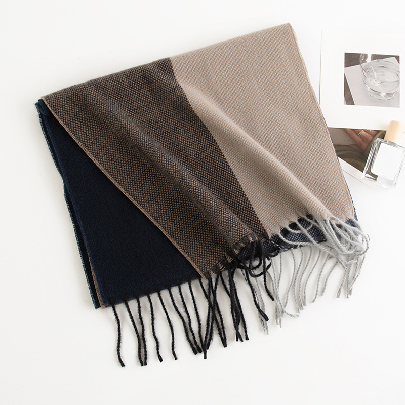 Unisex šal kariranog uzorka, imitacija kašmira, resice, twill tkanina od poliestera