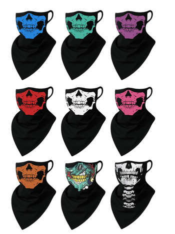 Αθλητικό μαντήλι κεφαλής, αναπνεύσιμο πολυεστερικό, γρήγορο στέγνωμα, σχέδιο κρανίου, τρίγωνο με λουράκι για τα αυτιά