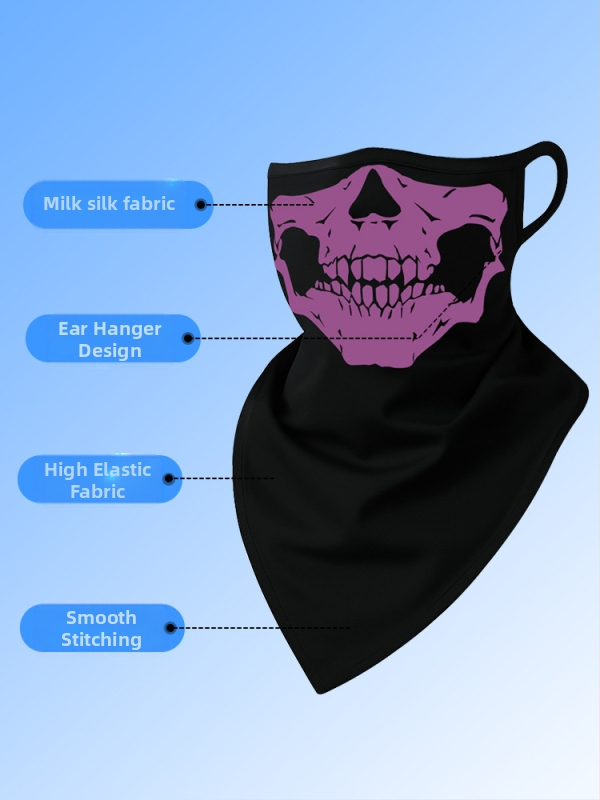 Спортна бандана за глава, дишаща полиестерна материя, бързосъхнеща, триъгълна форма, принт с черепи