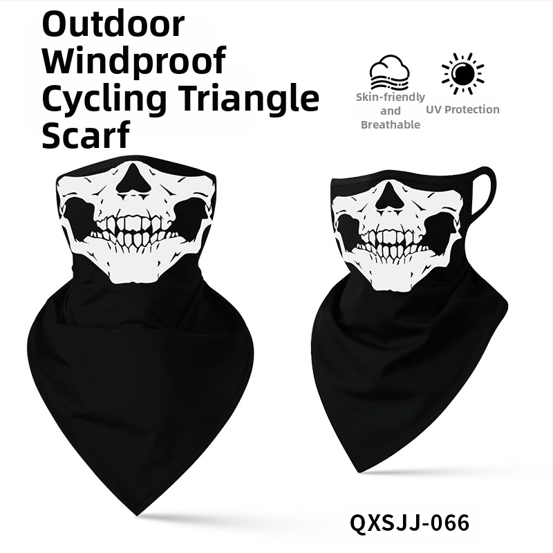 Αθλητικό μαντήλι κεφαλής, αναπνεύσιμο πολυεστερικό, γρήγορο στέγνωμα, σχέδιο κρανίου, τρίγωνο με λουράκι για τα αυτιά
