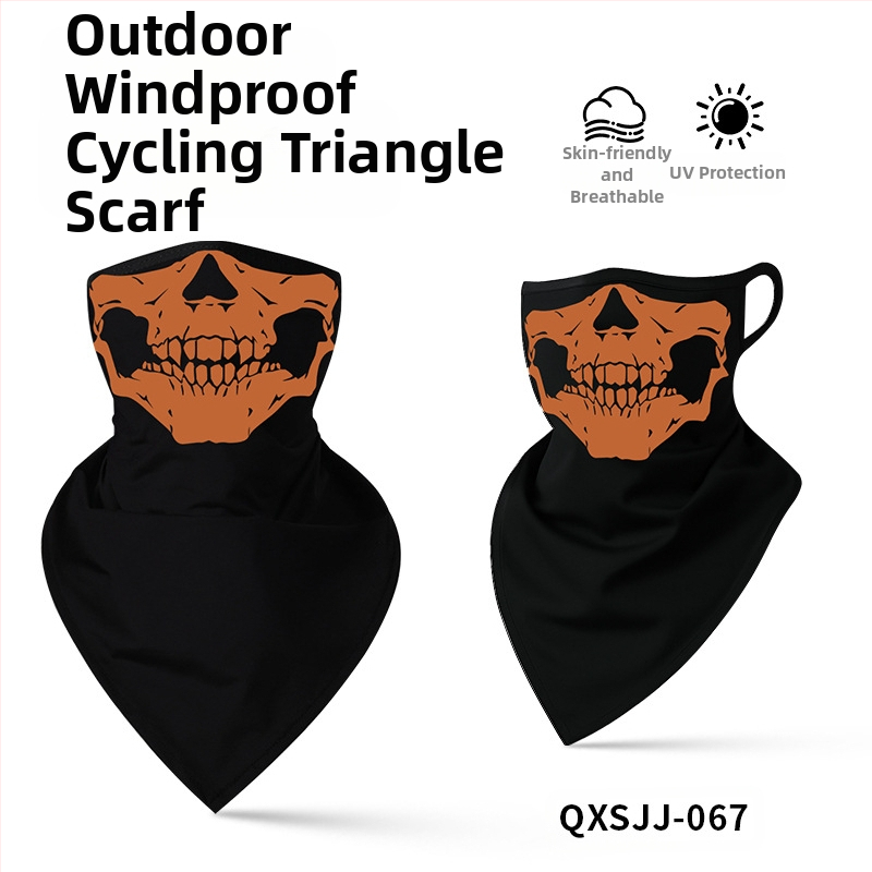 Αθλητικό μαντήλι κεφαλής, αναπνεύσιμο πολυεστερικό, γρήγορο στέγνωμα, σχέδιο κρανίου, τρίγωνο με λουράκι για τα αυτιά