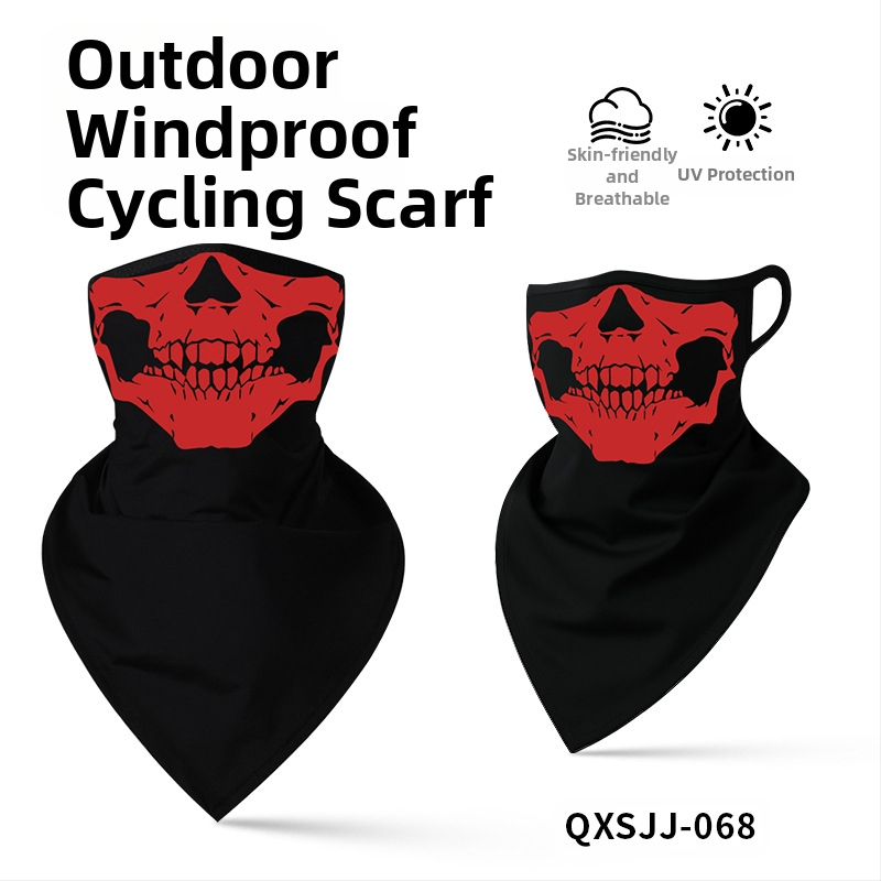 Αθλητικό μαντήλι κεφαλής, αναπνεύσιμο πολυεστερικό, γρήγορο στέγνωμα, σχέδιο κρανίου, τρίγωνο με λουράκι για τα αυτιά