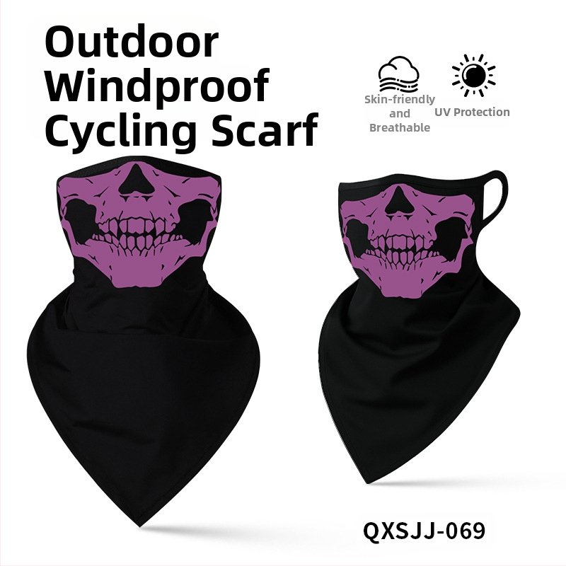 Αθλητικό μαντήλι κεφαλής, αναπνεύσιμο πολυεστερικό, γρήγορο στέγνωμα, σχέδιο κρανίου, τρίγωνο με λουράκι για τα αυτιά