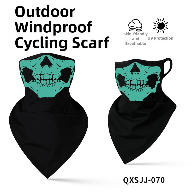 Αθλητικό μαντήλι κεφαλής, αναπνεύσιμο πολυεστερικό, γρήγορο στέγνωμα, σχέδιο κρανίου, τρίγωνο με λουράκι για τα αυτιά