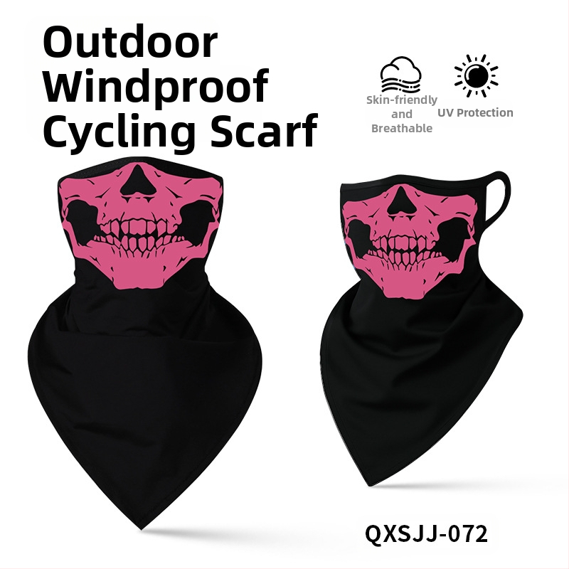 Αθλητικό μαντήλι κεφαλής, αναπνεύσιμο πολυεστερικό, γρήγορο στέγνωμα, σχέδιο κρανίου, τρίγωνο με λουράκι για τα αυτιά