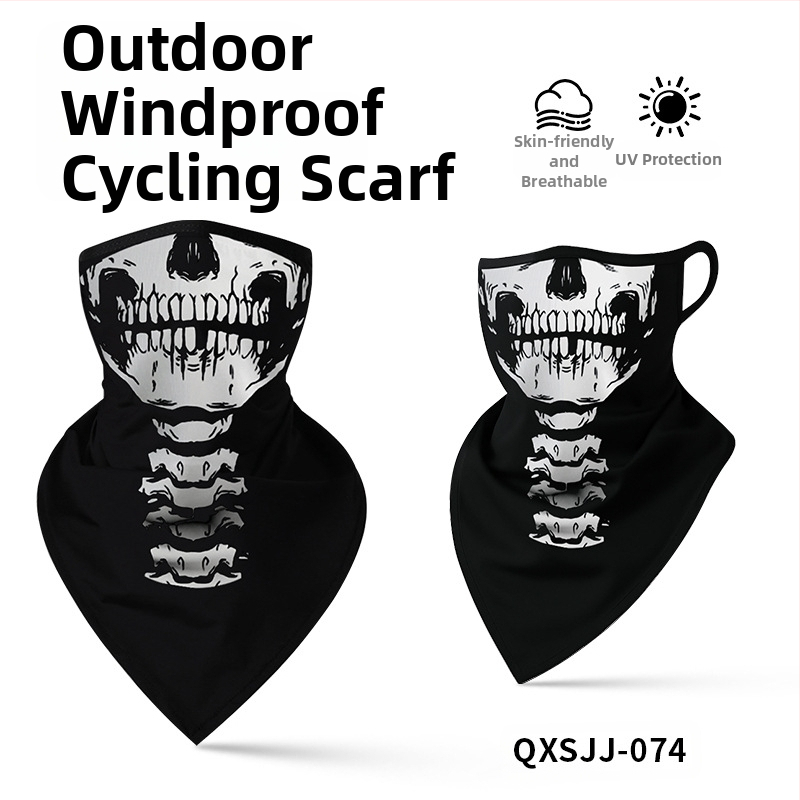 Αθλητικό μαντήλι κεφαλής, αναπνεύσιμο πολυεστερικό, γρήγορο στέγνωμα, σχέδιο κρανίου, τρίγωνο με λουράκι για τα αυτιά