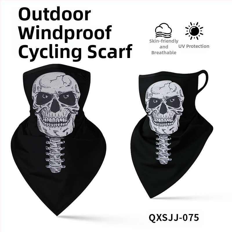 Αθλητικό μαντήλι κεφαλής, αναπνεύσιμο πολυεστερικό, γρήγορο στέγνωμα, σχέδιο κρανίου, τρίγωνο με λουράκι για τα αυτιά