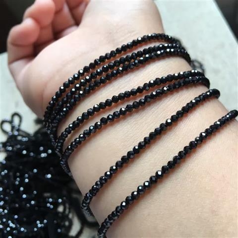 Mărgele libere din spinel negru, tăiate cu fațe, tratate perlat, componente semi-finite pentru bijuterii din cristal