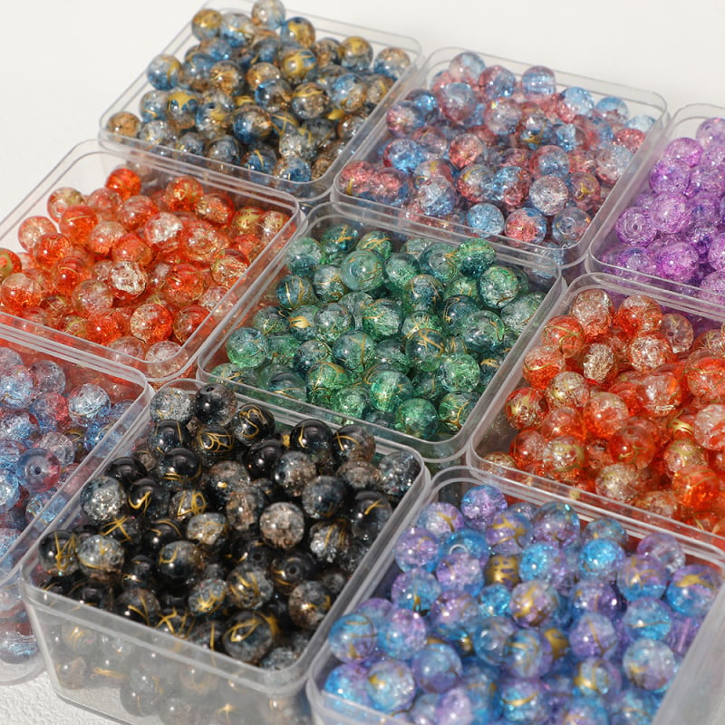 10 mm prozirne Crackle staklene perle – dvobojne gradijentne pruge, labave perle za DIY nakit