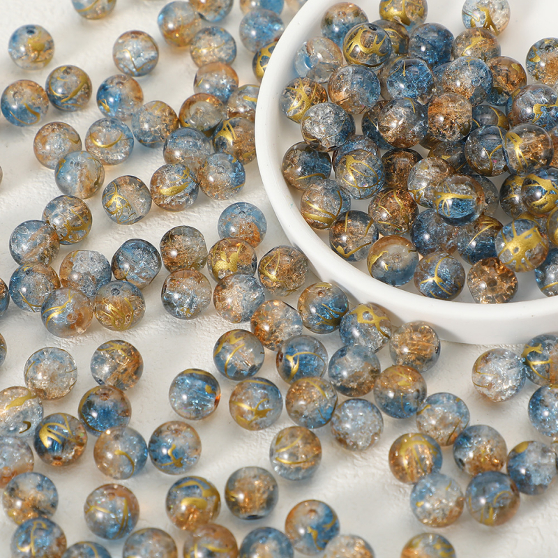 10 mm prozirne Crackle staklene perle – dvobojne gradijentne pruge, labave perle za DIY nakit