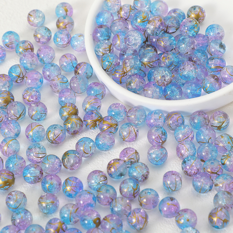 10 mm prozirne Crackle staklene perle – dvobojne gradijentne pruge, labave perle za DIY nakit