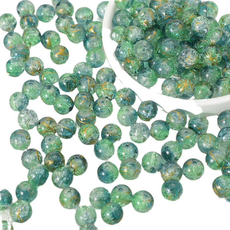 10 mm prozirne Crackle staklene perle – dvobojne gradijentne pruge, labave perle za DIY nakit