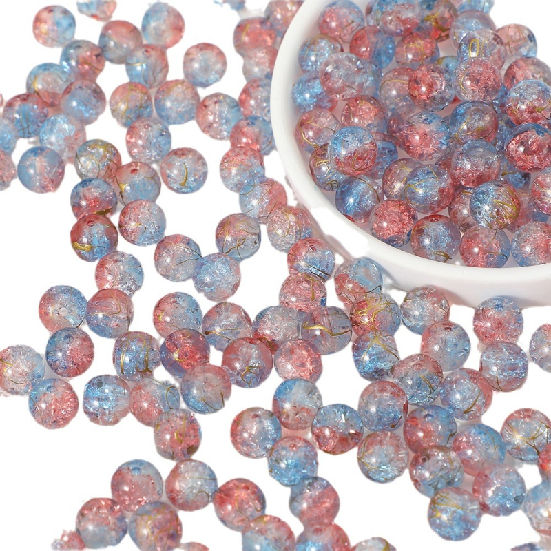 10 mm prozirne Crackle staklene perle – dvobojne gradijentne pruge, labave perle za DIY nakit