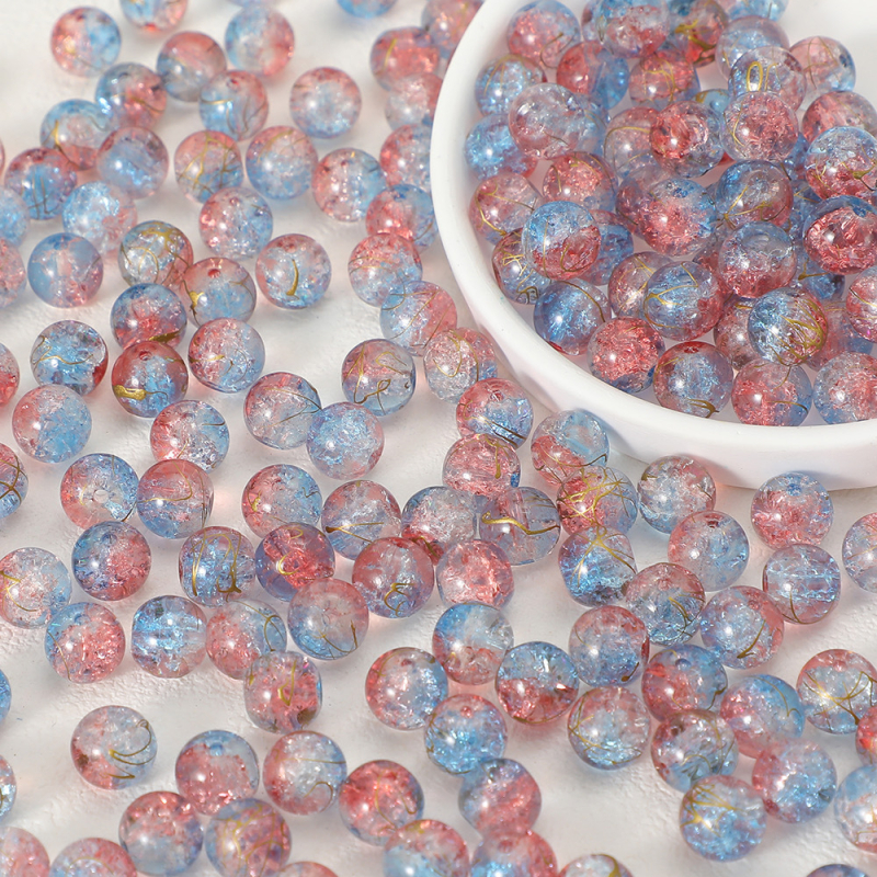 10 mm prozirne Crackle staklene perle – dvobojne gradijentne pruge, labave perle za DIY nakit