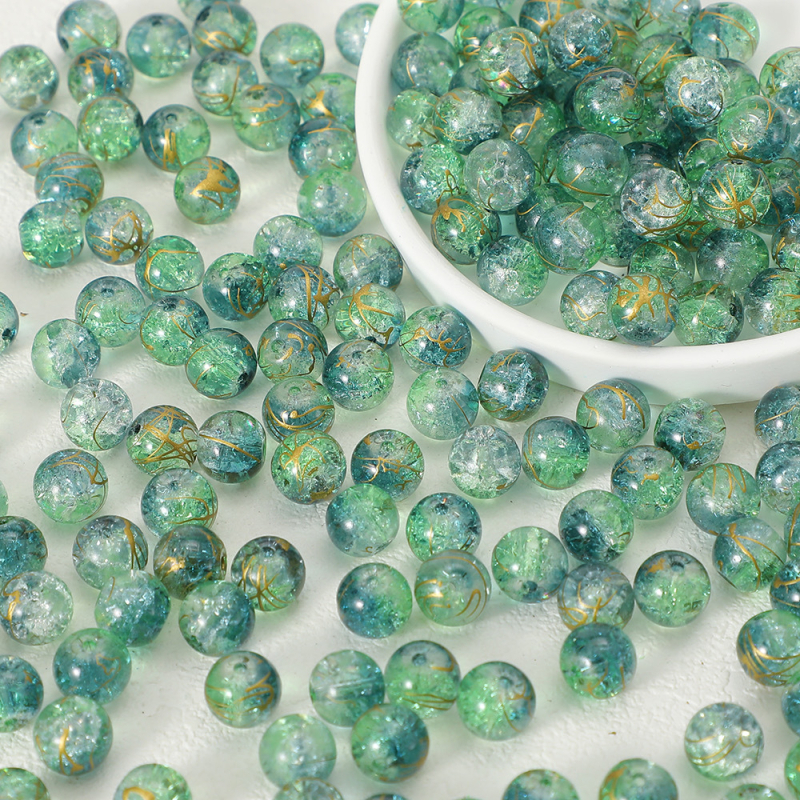 10 mm prozirne Crackle staklene perle – dvobojne gradijentne pruge, labave perle za DIY nakit