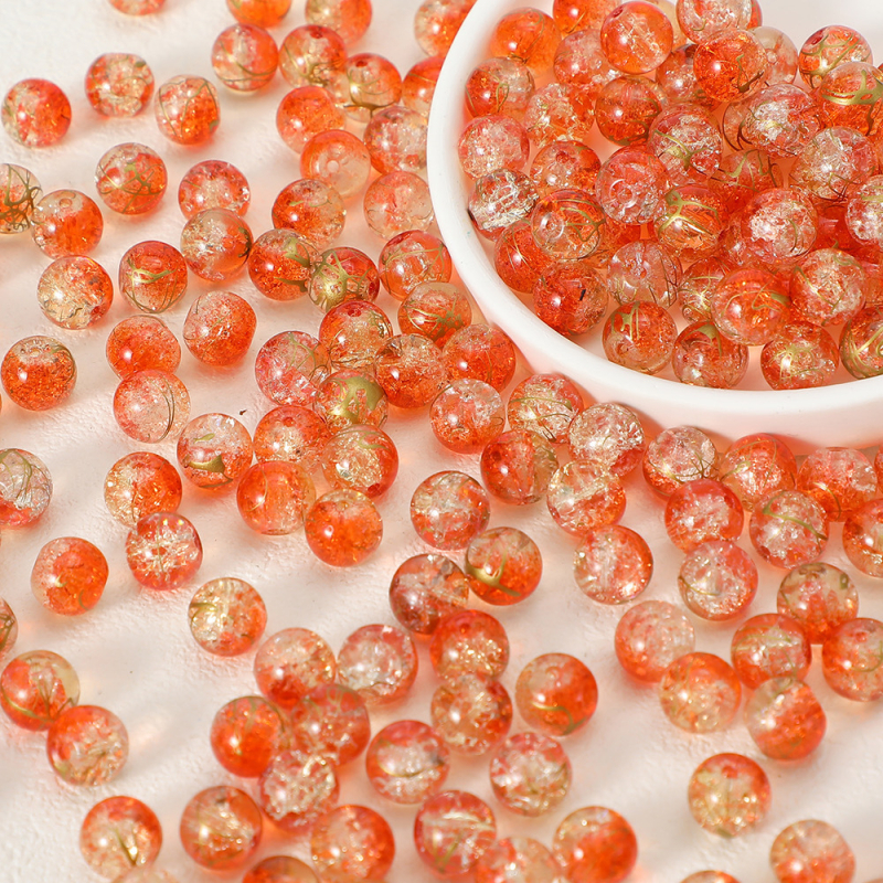 10 mm prozirne Crackle staklene perle – dvobojne gradijentne pruge, labave perle za DIY nakit