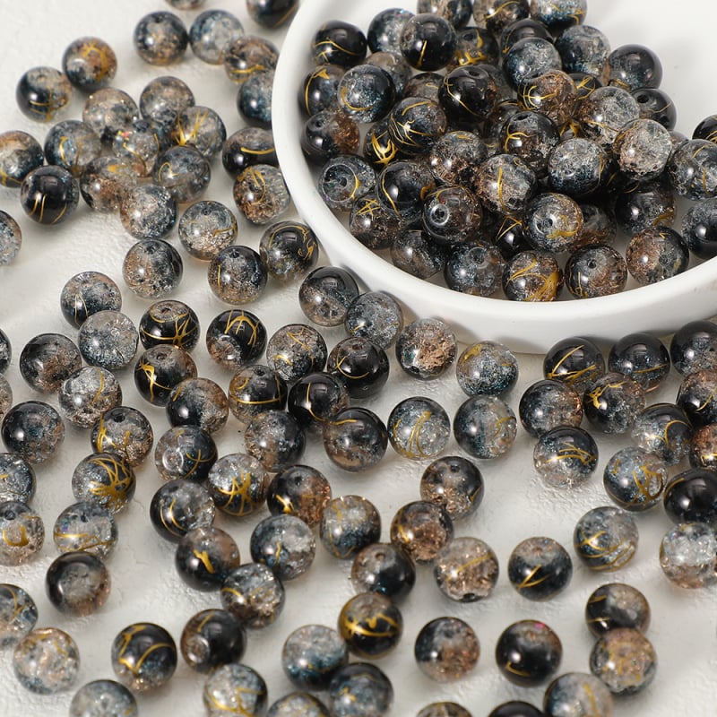 10 mm prozirne Crackle staklene perle – dvobojne gradijentne pruge, labave perle za DIY nakit