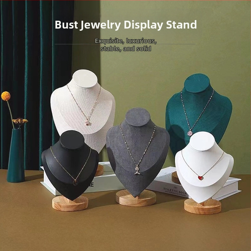 Дървен държач за огърлици за бюро – дисплей за бижута, преносим, едноетажен, прост модерен стил