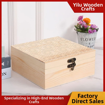 Ξύλινο κουτί αποθήκευσης κοσμημάτων, μοντέλο Square 1, φυσικό ξύλο, μπρονζέ φινίρισμα (ασημένιο), προσαρμοσμένο λογότυπο