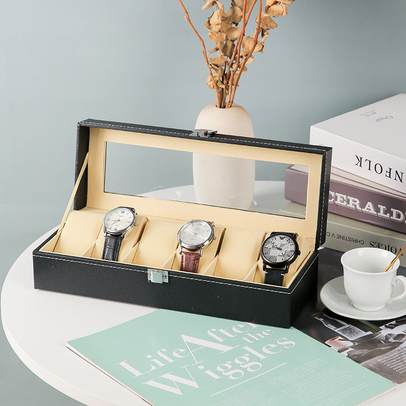 Δερμάτινο κουτί αποθήκευσης ρολογιών, διπλού επιπέδου κουτί κοσμημάτων με 4 διαμερίσματα, μάρκα Yusen