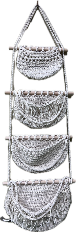 Κρεμαστή 3-επιπέδων θήκη αποθήκευσης τοίχου από βαμβακερό σκοινί