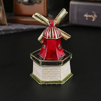 Κουτί κοσμημάτων με μοτίο ανεμόμυλου - κράμα ψευδάργύρου, πολλαπλών λειτουργιών, ανθεκτικό στη σκόνη, 1 επίπεδο, για επιφάνεια εργασίας