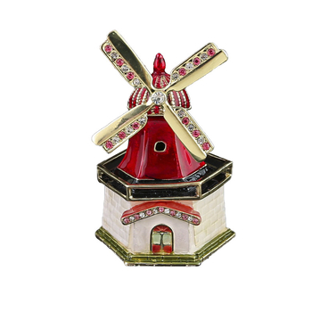 Κουτί κοσμημάτων με μοτίο ανεμόμυλου - κράμα ψευδάργύρου, πολλαπλών λειτουργιών, ανθεκτικό στη σκόνη, 1 επίπεδο, για επιφάνεια εργασίας