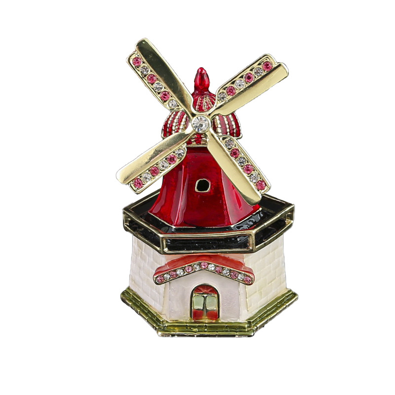 Κουτί κοσμημάτων με μοτίο ανεμόμυλου - κράμα ψευδάργύρου, πολλαπλών λειτουργιών, ανθεκτικό στη σκόνη, 1 επίπεδο, για επιφάνεια εργασίας