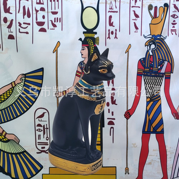 Декоративна смолна статуя в класически стил — Древноегипетски котешки бог за домашна украса и антре, подходящ бизнес подарък