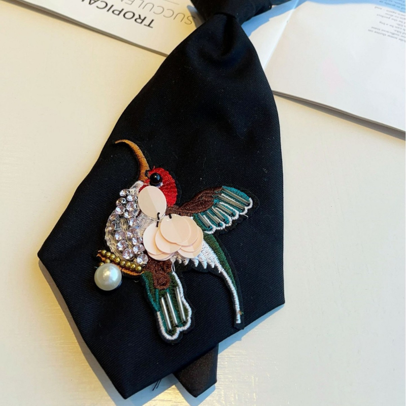 Дамска вратовръзка за яка със животински мотив, монохромен принт, неформален стил